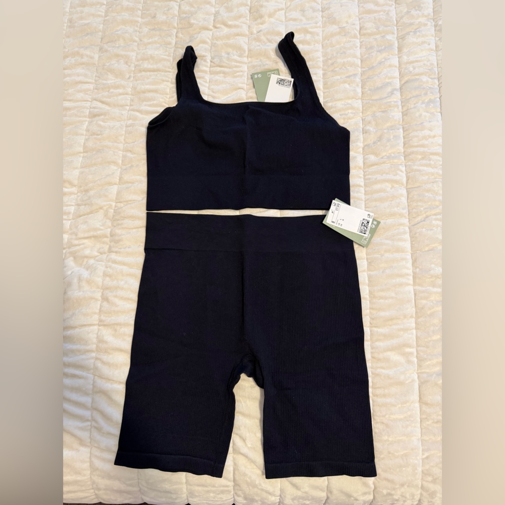 H&M Black Ribbed Tank Romper Set
